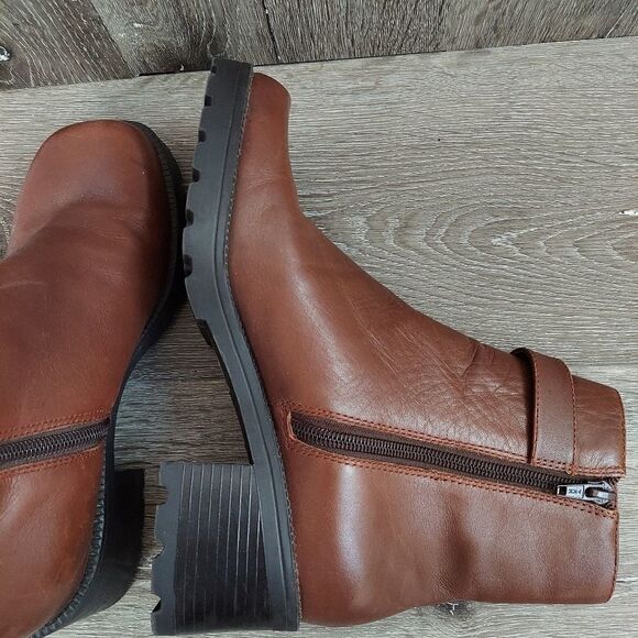 Vintage 90s Nicole 'Huey' Brown Leather Chunky Boots Size 7.5 - Picture 7 of 10
